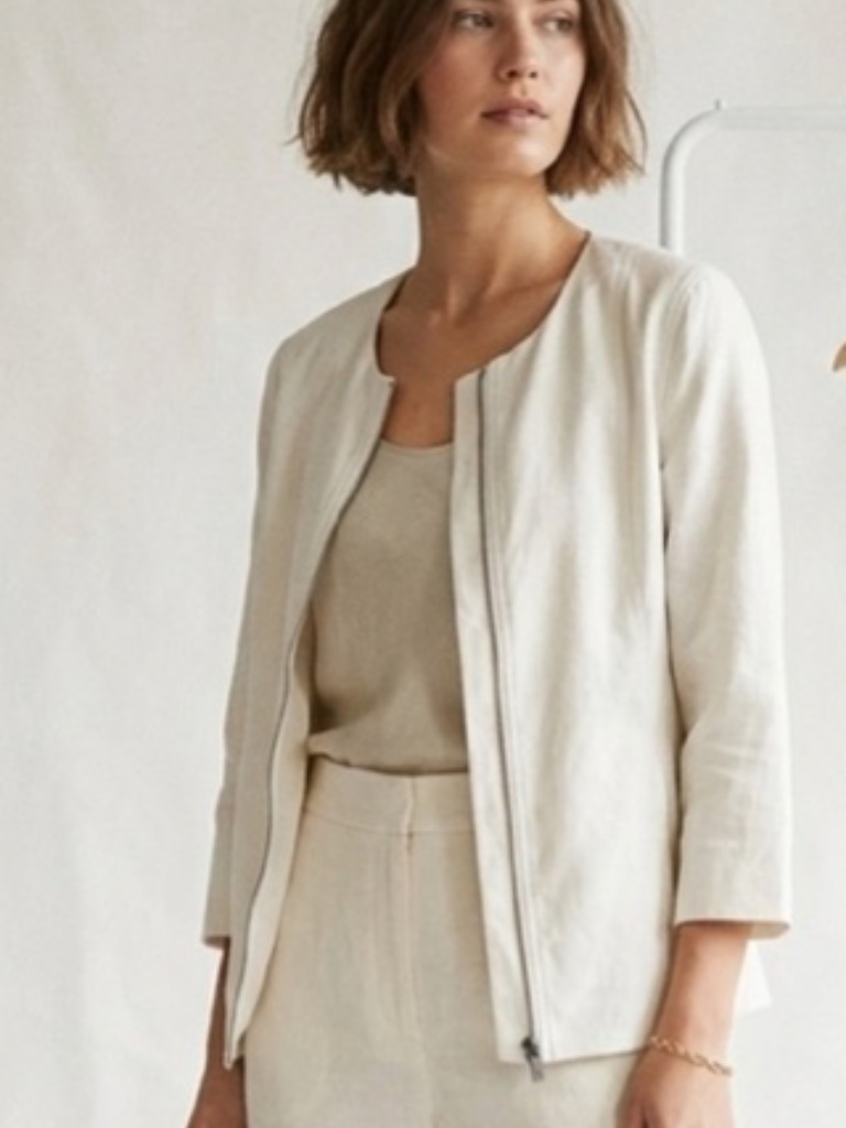 Eileen Fisher Cream Ramie Cotton Jacket
